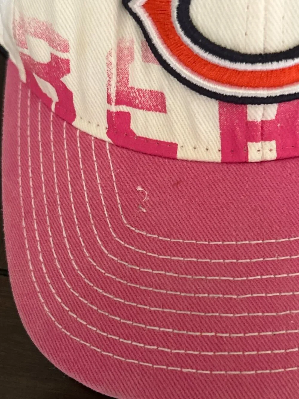 Chicago Bears Flexfit NFL Breast Cancer Awareness Cap White/Pink Embroidered Log - Picture 12 of 13